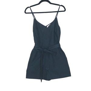 L'Agence Black Linen Blend Short Romper Jumper